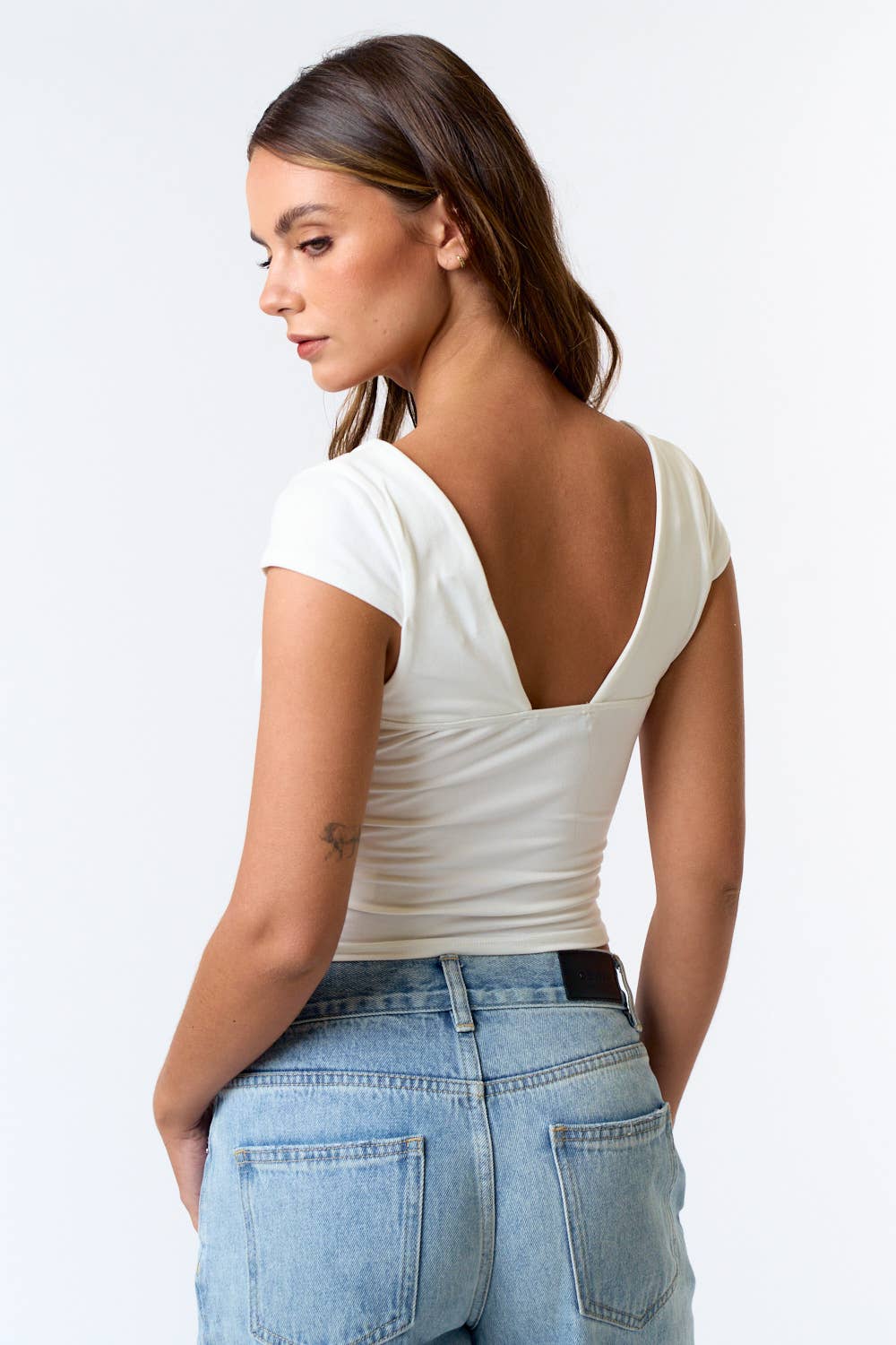 CAP SLEEVE BRUSHED KNIT CROP TOP