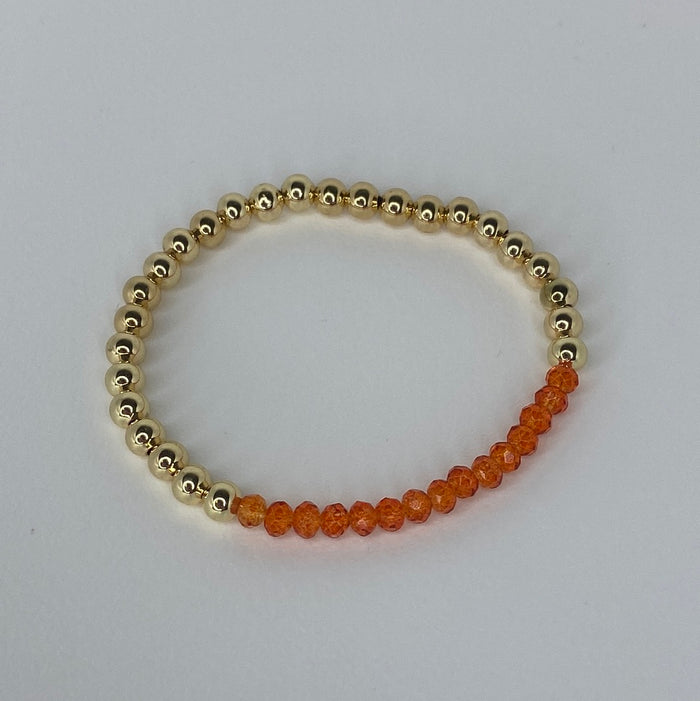 Medium Gold Beads W/ Neon Orange Beads