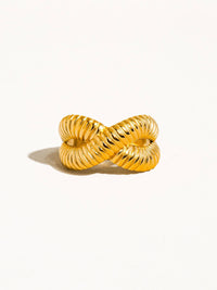 Gold Cross Spiral Ring