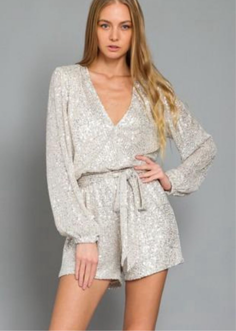 Sequin Gold/Silver Long Sleeve Romper
