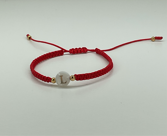 Red W/ Letter "L" & 6 Gold Beads