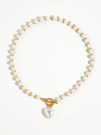 Wren Vintage Natural Pearl Heart Necklace