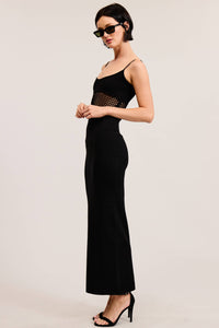 Sexy Midriff Macrame Mesh Slim Fit Maxi Dress