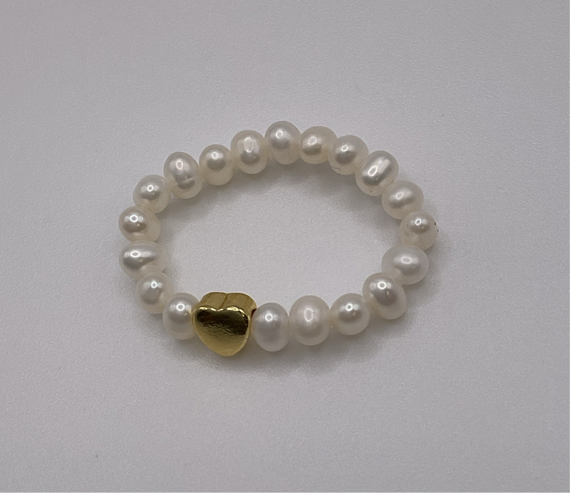 Elastic Pearl W/ Gold Heart