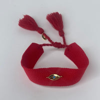 Medium Red Ribbon W/ Mini Gold Evil Eye
