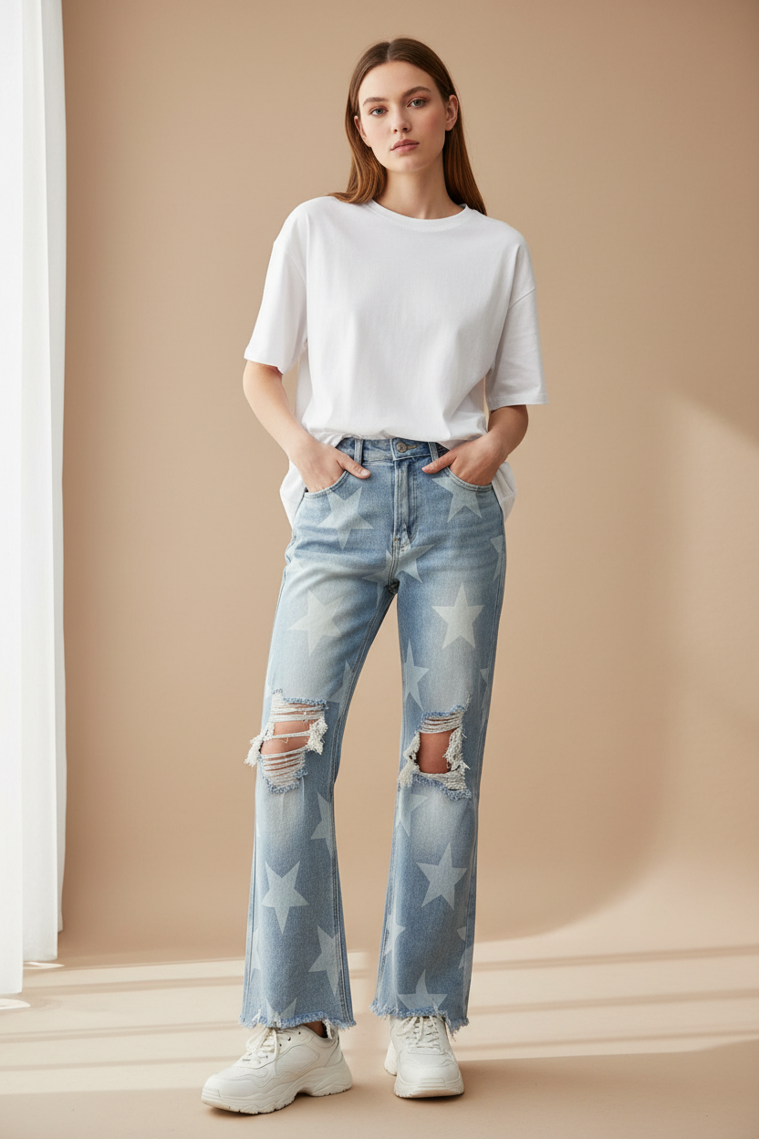 High Rise Star Jeans