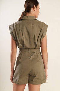 A solid woven romper