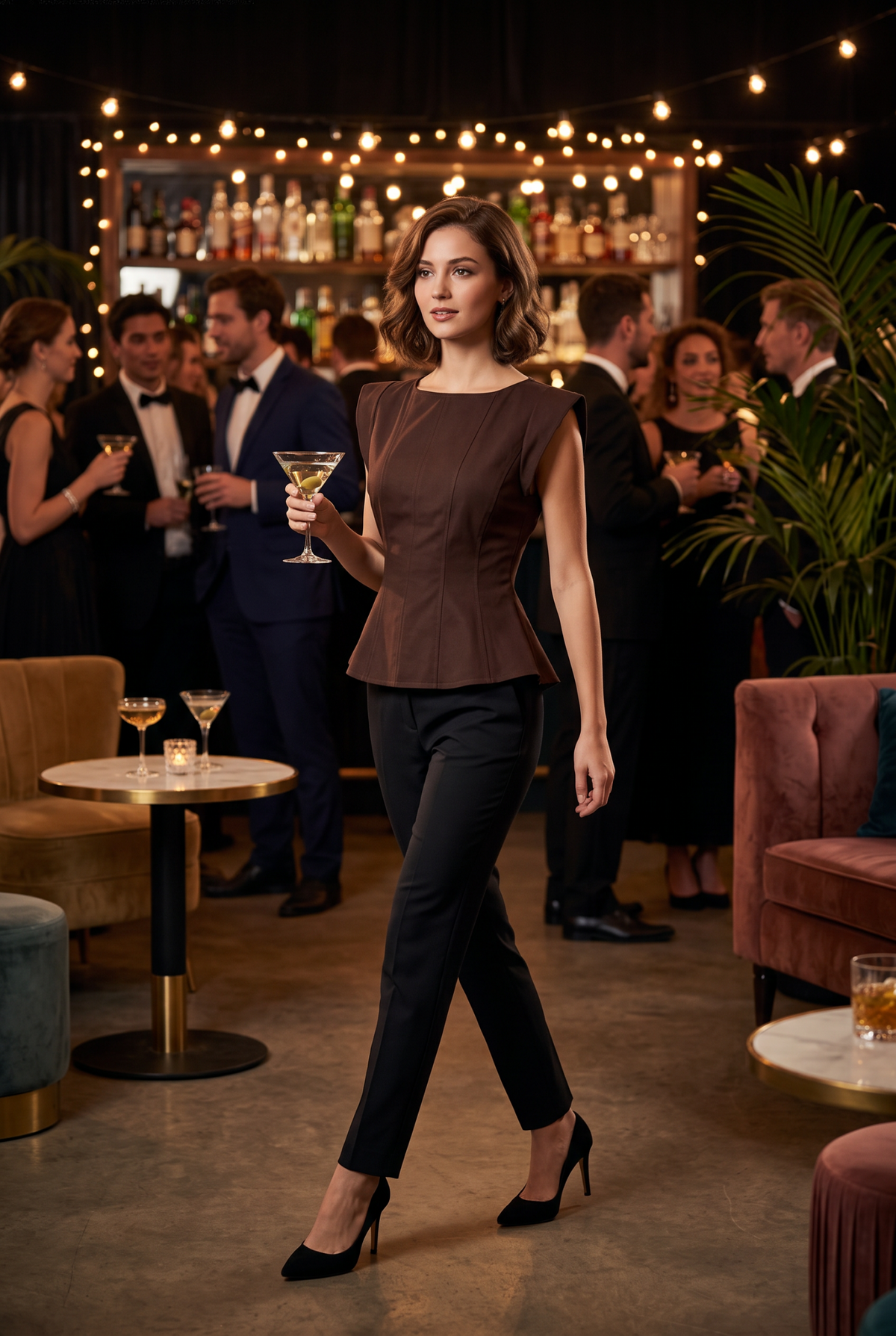 Stretch Cap Sleeve Peplum Top