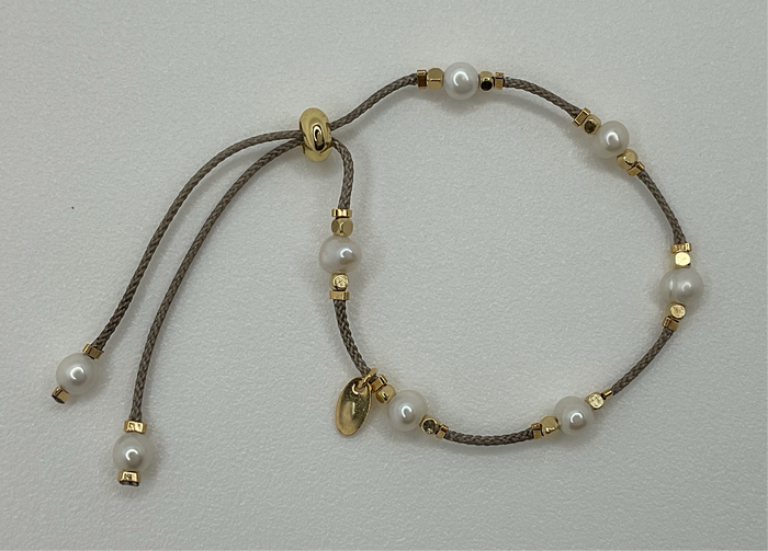 Pearl bracelets W/ Tan lace