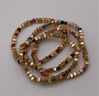 Gold Square & Colorful Beads Bracelet