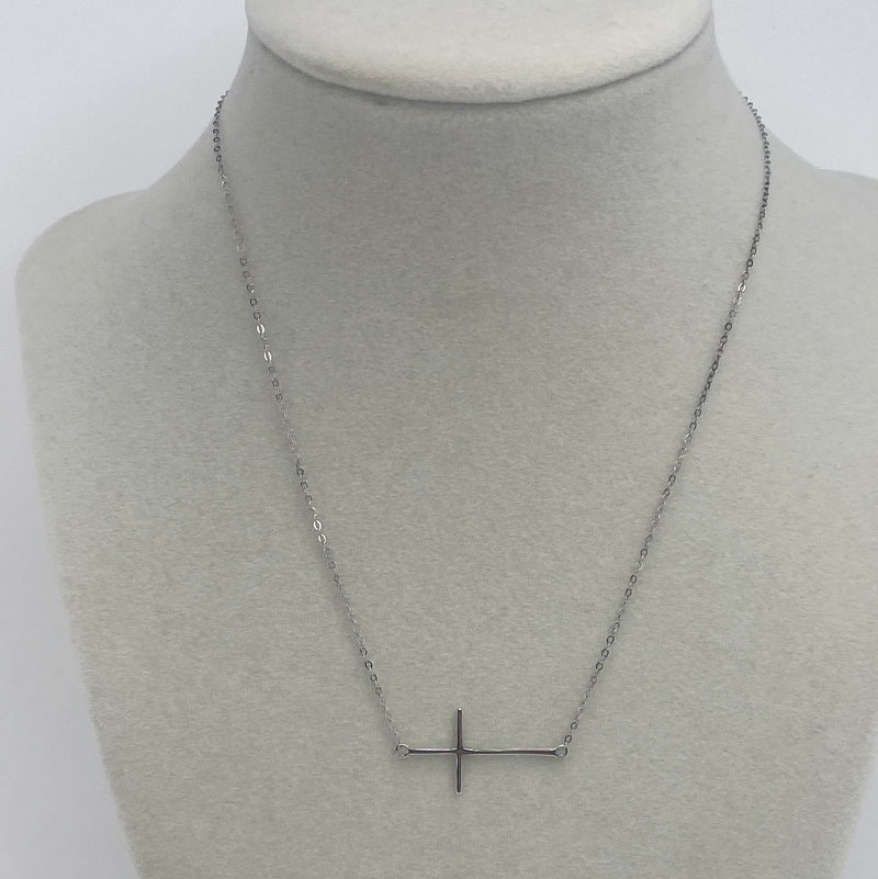Silver Necklace W/ Horizontal Cross