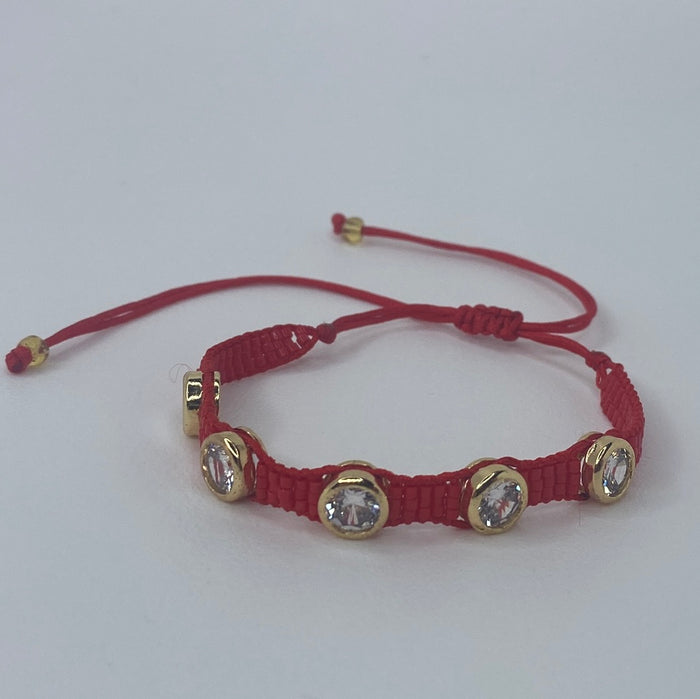 Red & Gold Bracelet W/ 5 Large Diamonds