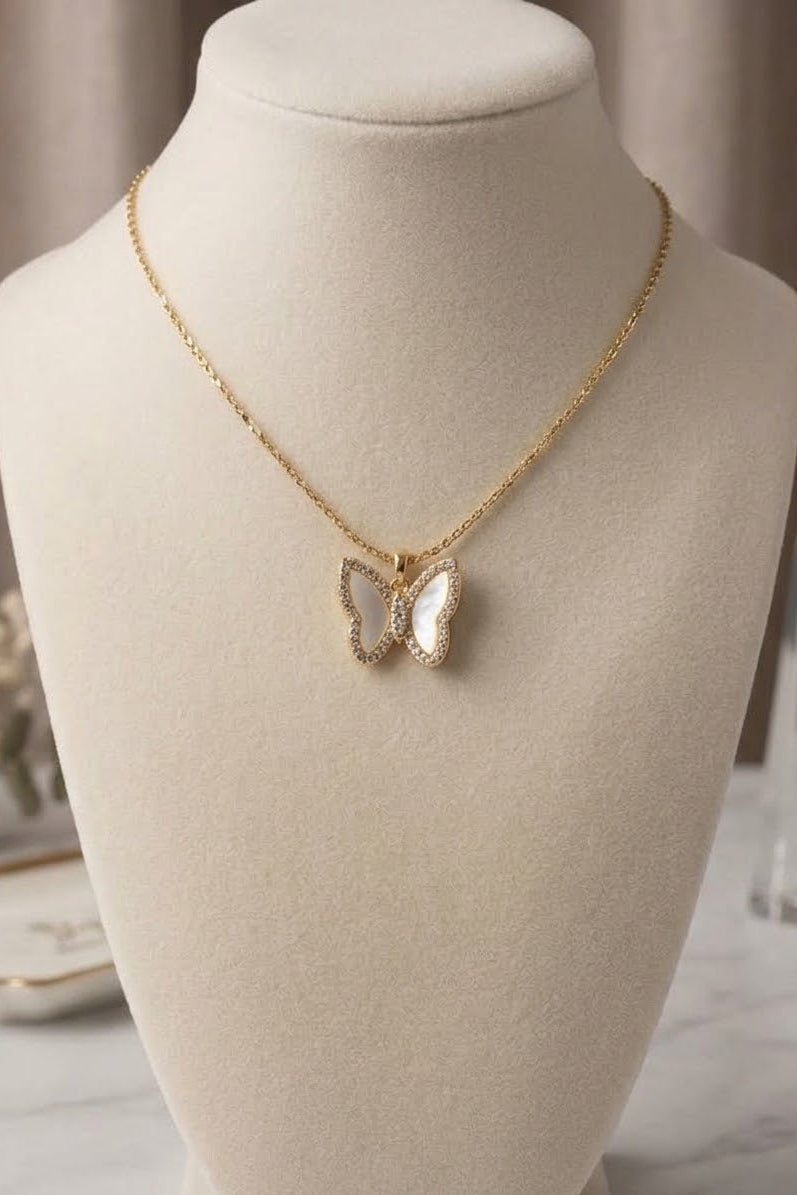 Beaded Butterfly Pendant Necklace