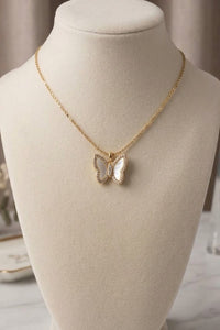Beaded Butterfly Pendant Necklace