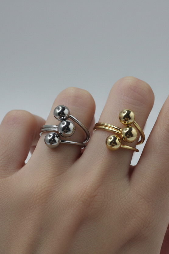 Three Spheres Gold/Silver Rings