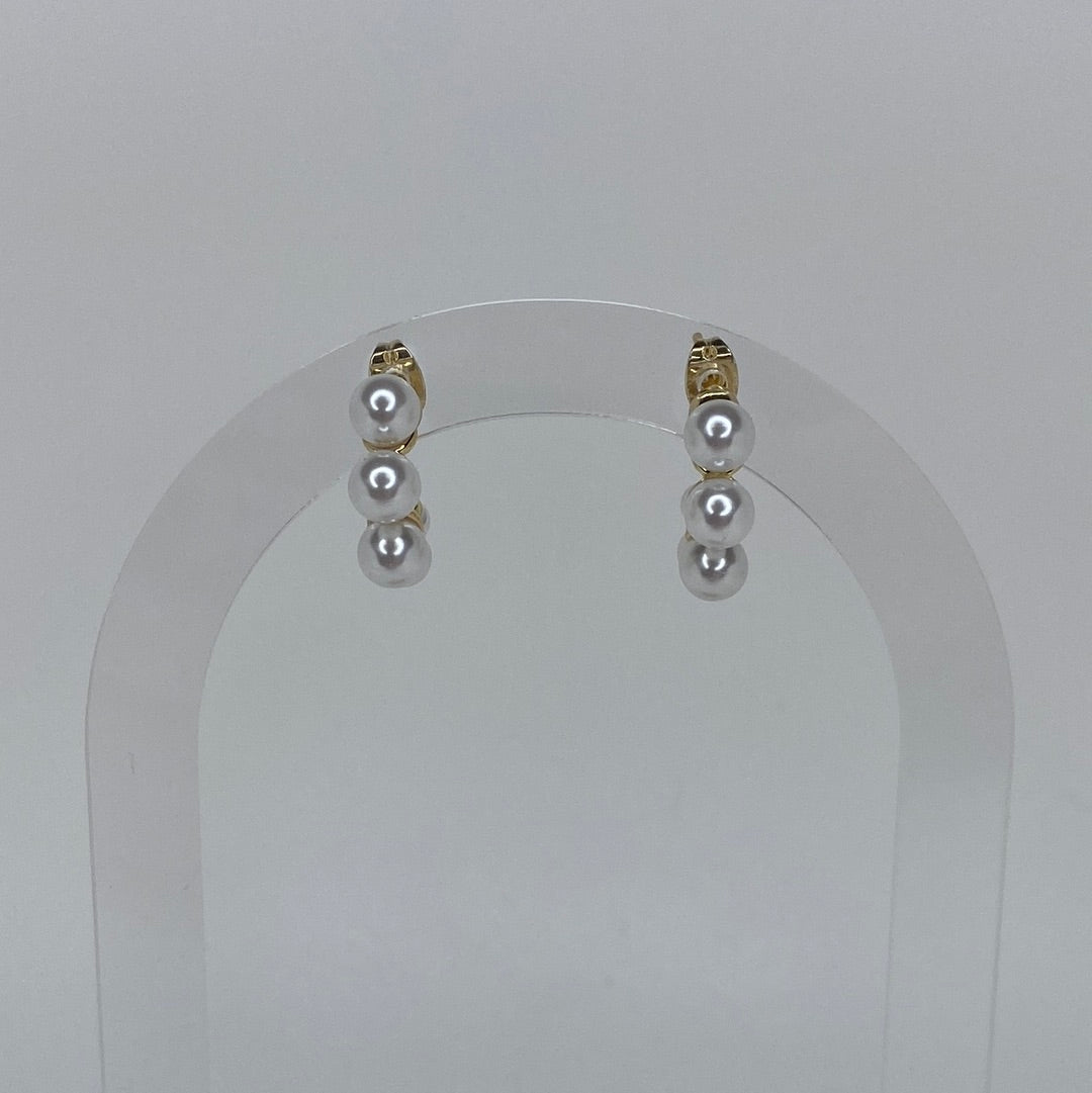 Gold & Pearl Baby Hoops