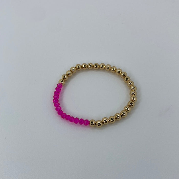 Medium Gold Beads W/ Neon Pink Beads