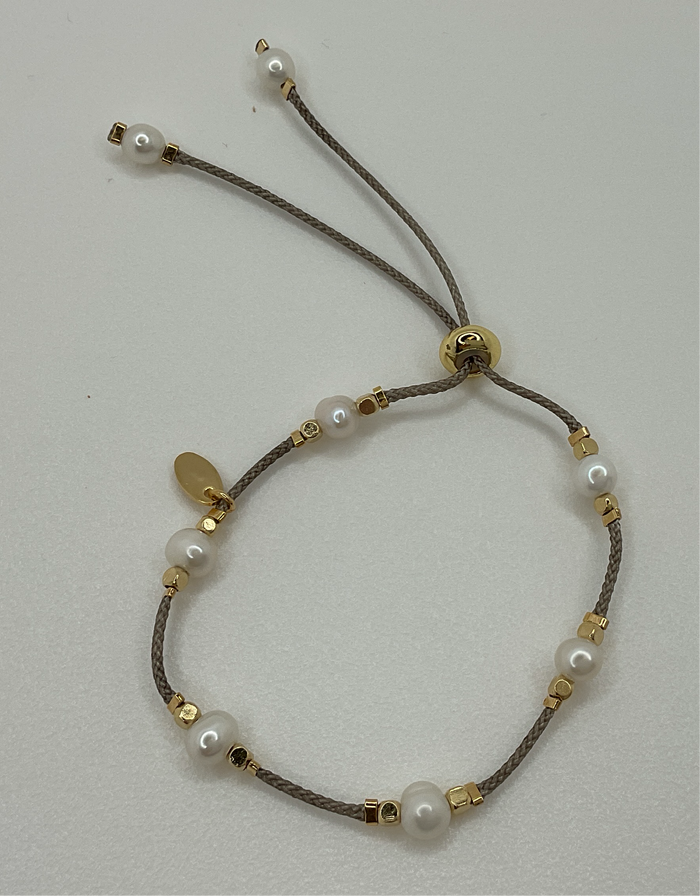 Pearl bracelets W/ Tan lace