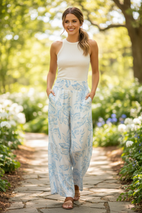 Print Halter Top & Smoked Pant