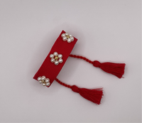 Red Bracelet W/ 3 Daisy Pearl Flowers