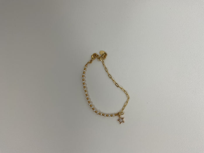 Half Gold Half Mini Pearls W/ Mini Star