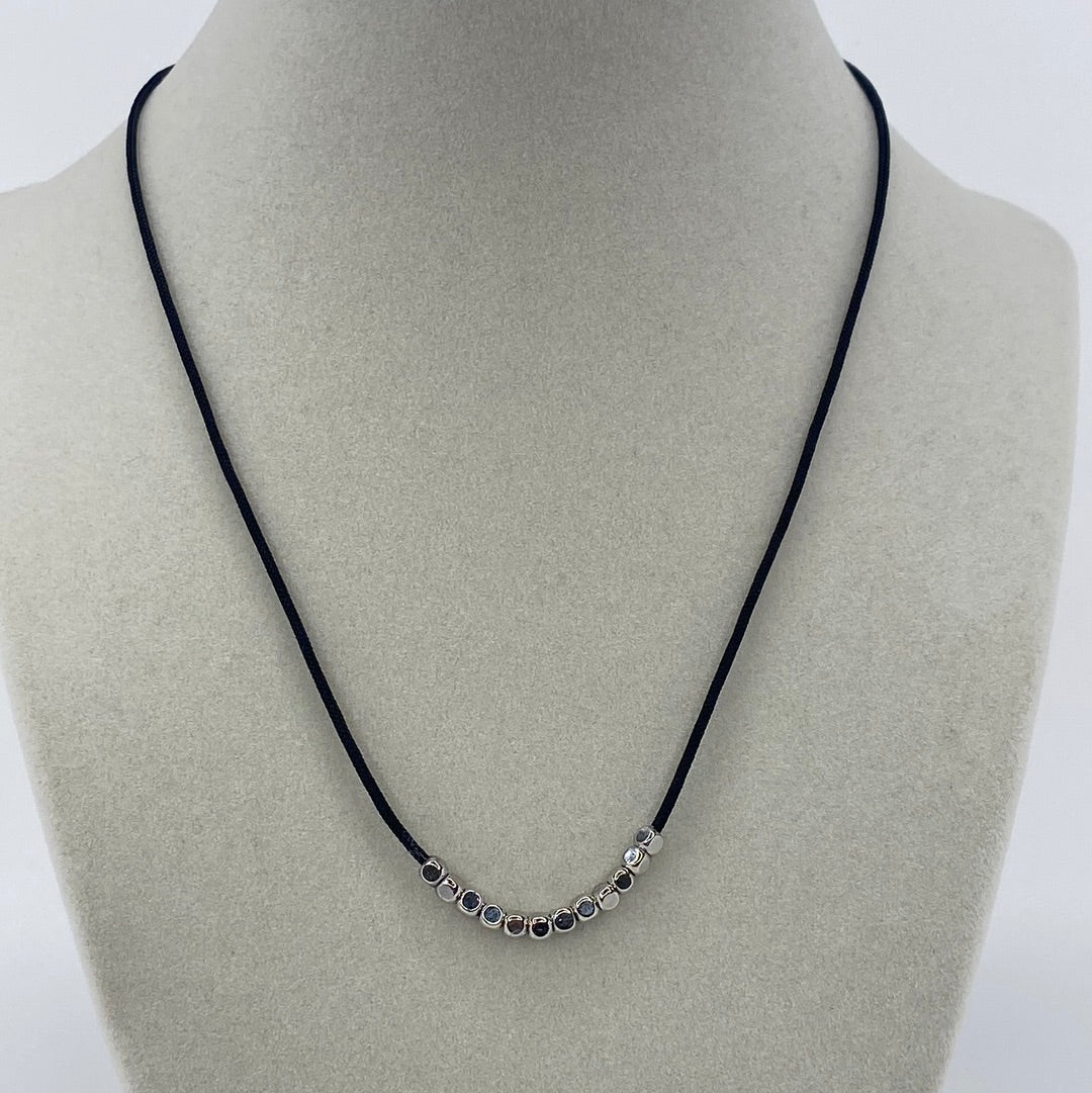 Black Adjustable String W/  Mini Square Beads