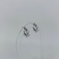 Silver & Pearl Baby Hoops