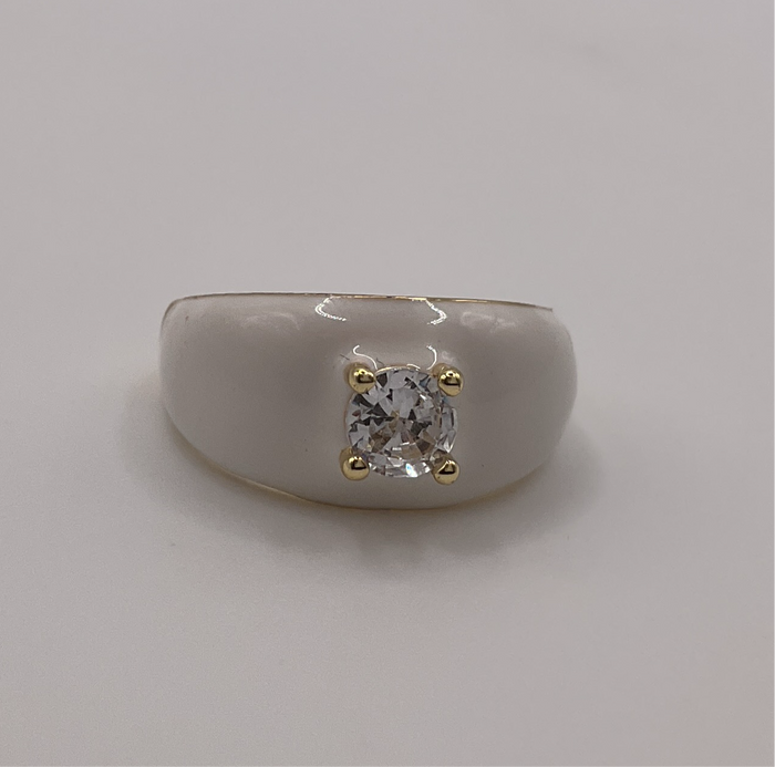 Gold & White Ring W/ Gem