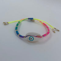 Neon Bracelet W/ Seashell & Evil Eye