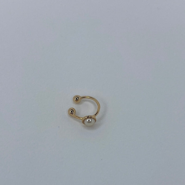 Small Gold Ear Cuff W/ Single Pearl