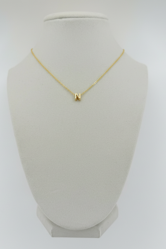 Adjustable Gold Necklace W/ Mini Bubble Letter