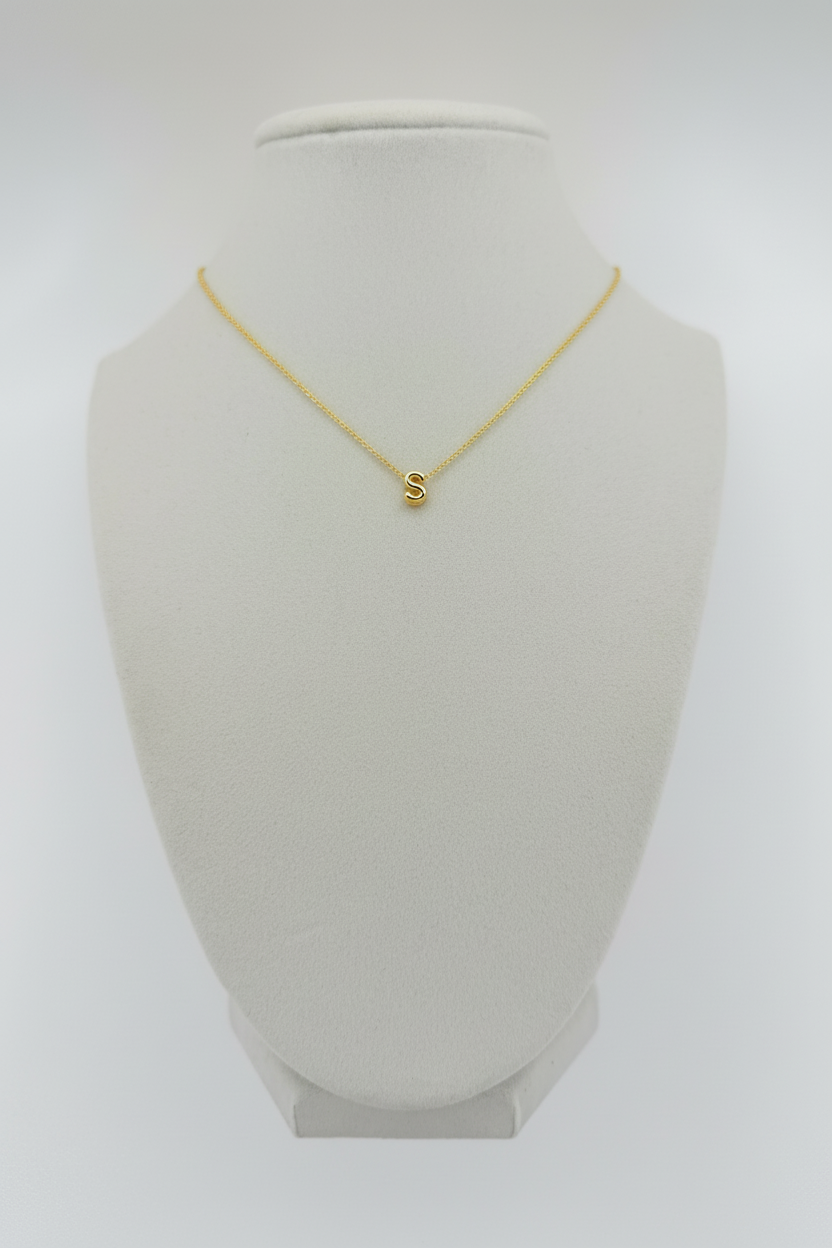 Adjustable Gold Necklace W/ Mini Bubble Letter