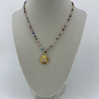 Colorful Bead W/ Gold Disk & Heart