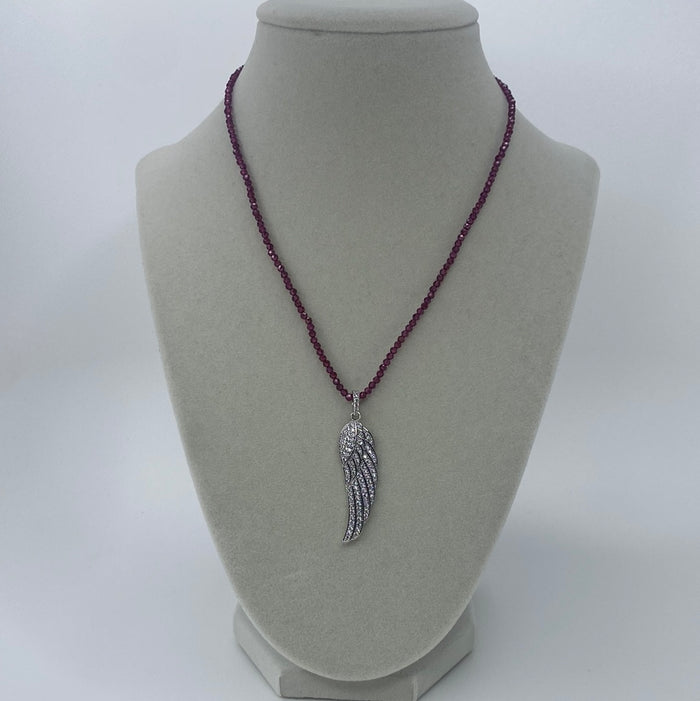 Purple Bead W/ Silver Feather