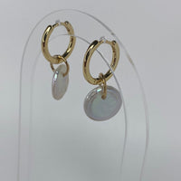 Medium Gold Hoop W/ Flat Pearl