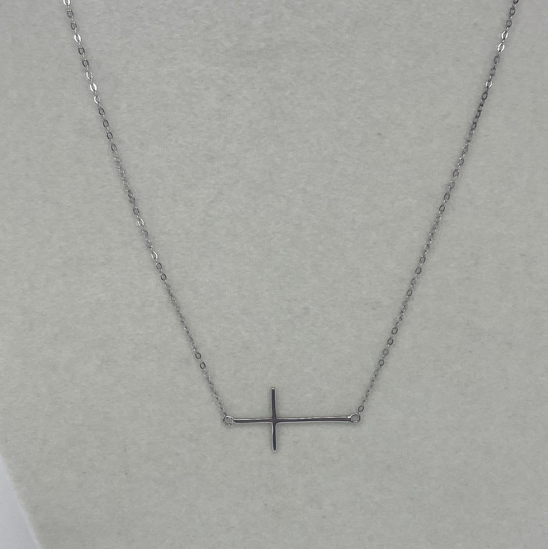 Silver Necklace W/ Horizontal Cross
