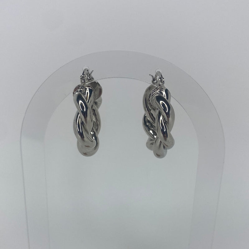 Silver Twisted Hoops