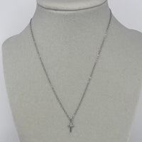 Silver Necklace W/ Small Diamond Cross