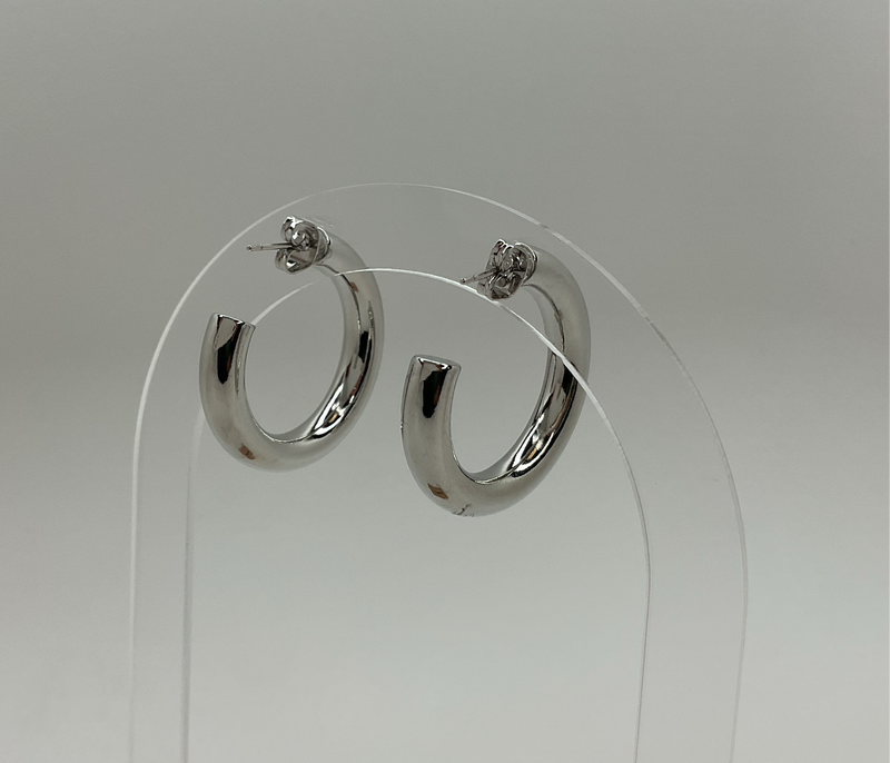 Silver Thick Hoops