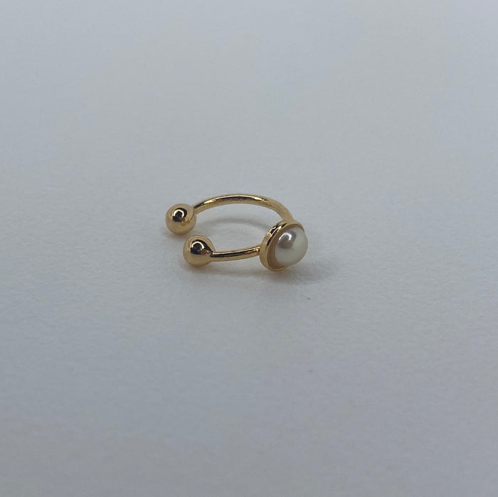 Small Gold Ear Cuff W/ Single Pearl