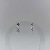 Silver & Pearl Baby Hoops