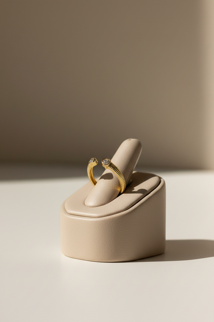 Two Brilliant Hearts Open Ring