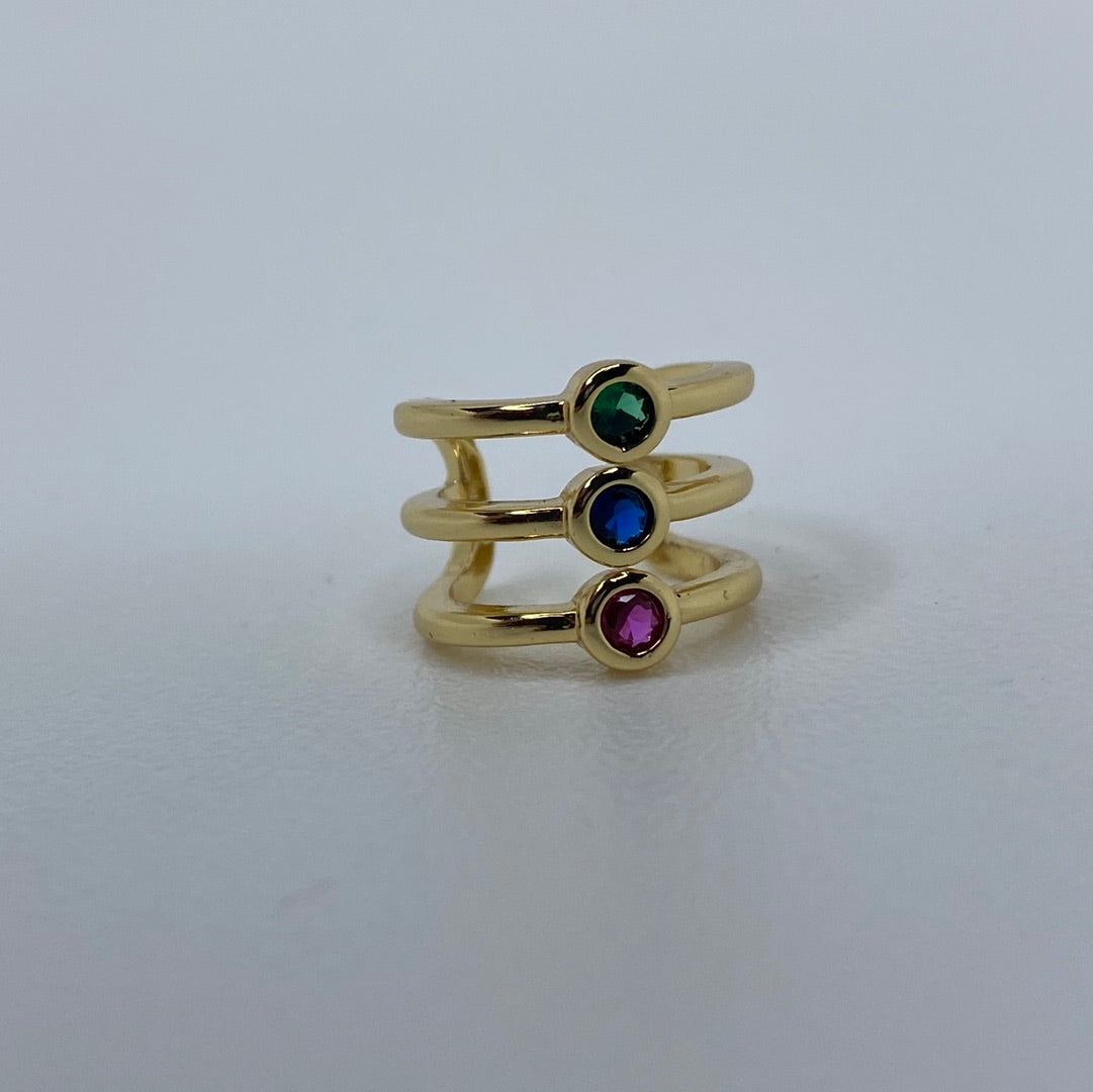Gold W/ Three Colors Gems