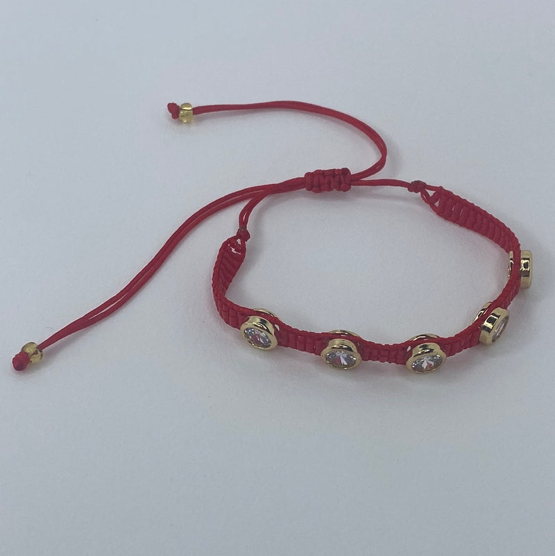 Red & Gold Bracelet W/ 5 Large Diamonds