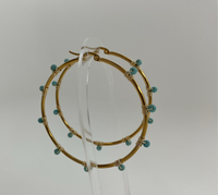 Large Gold Hoop W/ Blue Bead