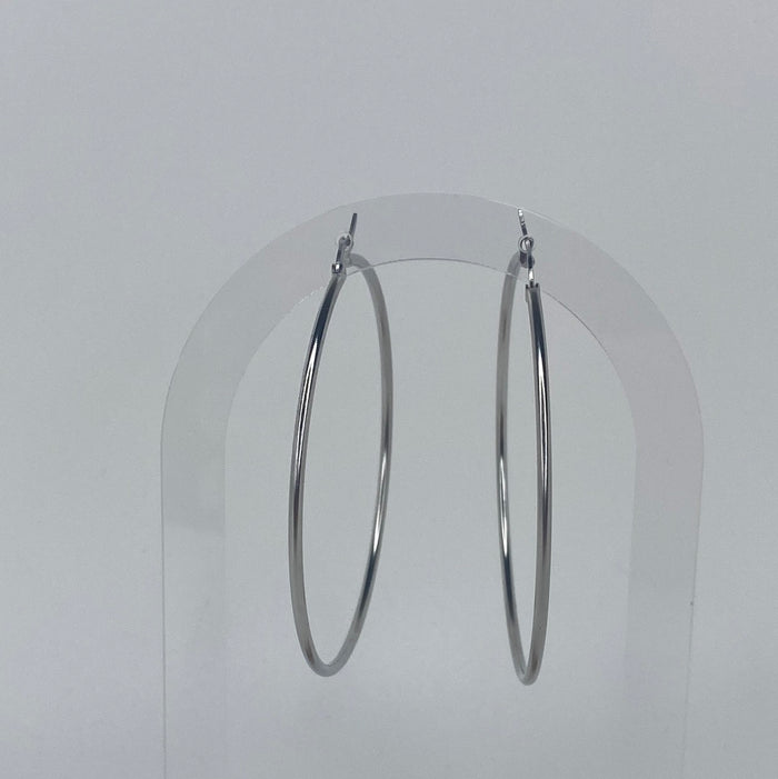 Silver Large & Thin Hoops