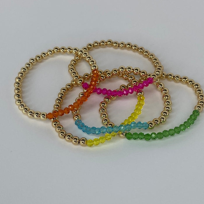 Medium Gold Beads W/ Neon Green Beads