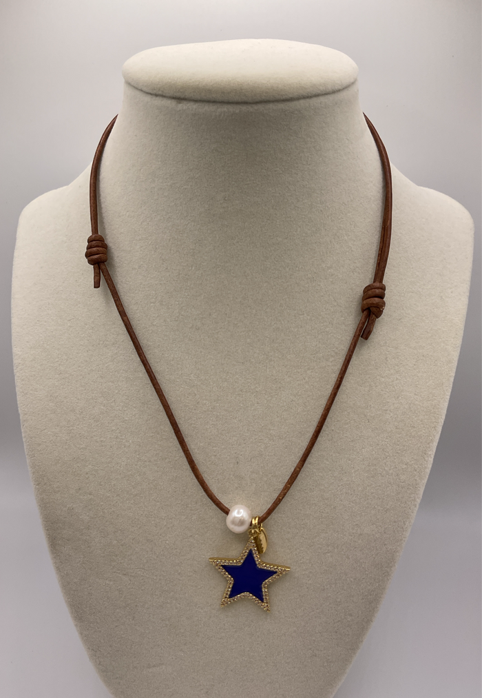 Twig Necklace W/ Blue Star