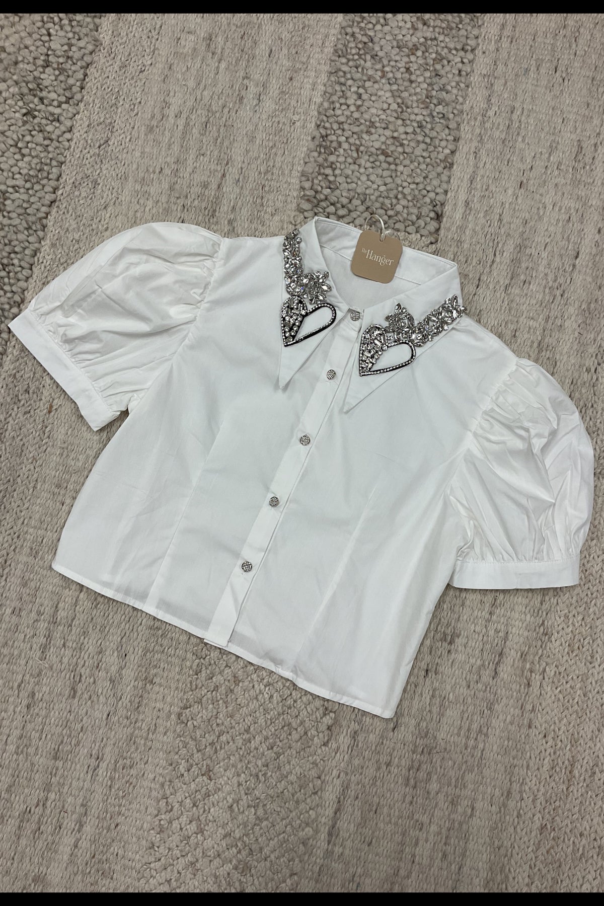 Collar Rhinestone Btn Down Top