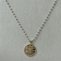 Gold & Pearl Necklace W/ Large Gold Disk